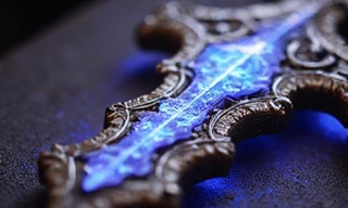 A close-up shot of a Valorant weapon skin, highlighting its unique textures and glowing effects. The weapon is a Vandal, with a mystical, ethereal theme.