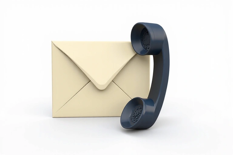 Illustration d'une enveloppe et d'un téléphone, symbolisant le contact
